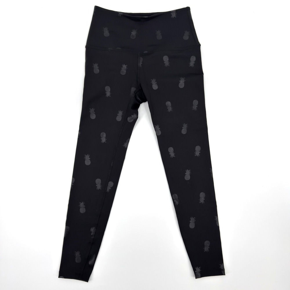 Beyond Yoga Pineapple Print‎ High Waisted Leggings Black XS Made USA Activewear